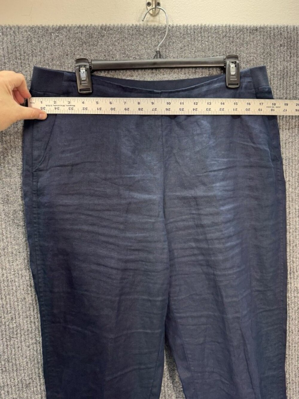 J. Jill Love Linen Crop Pants Womens Medium Blue Pull On High Rise Lightweight - Picture 6 of 10